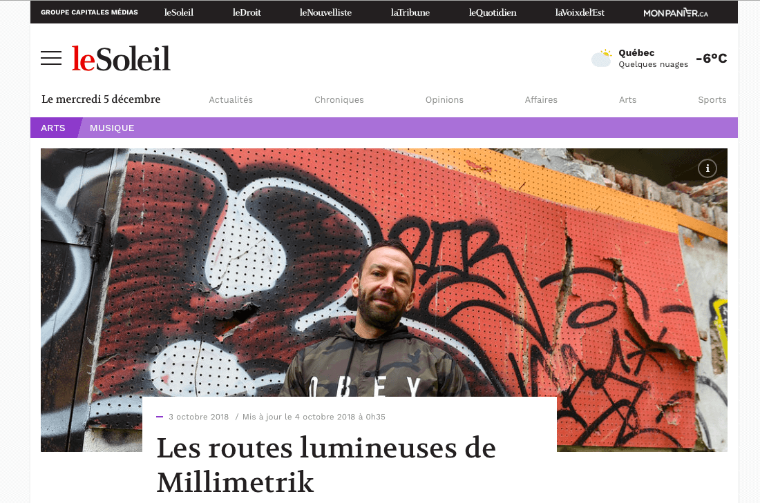 Millimetrik interview by Le Soleil